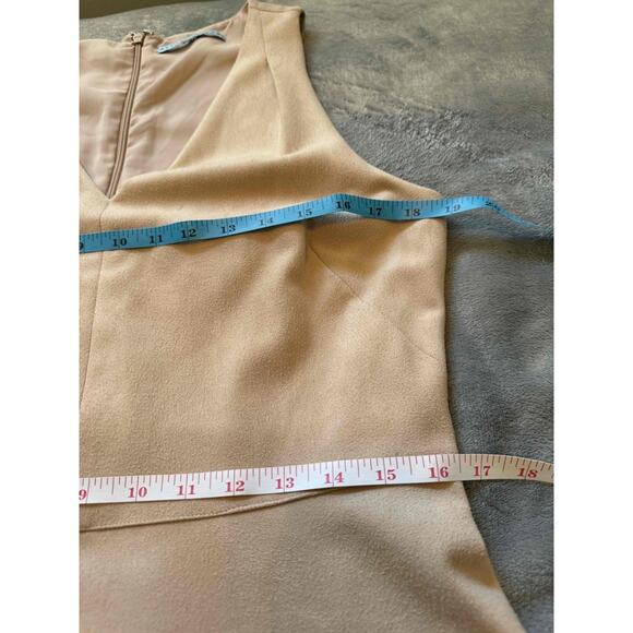 Antonio Melani Camel Faux Suede Sleeveless Midi Dress Belted Modern Minimalist M - Picture 9 of 10